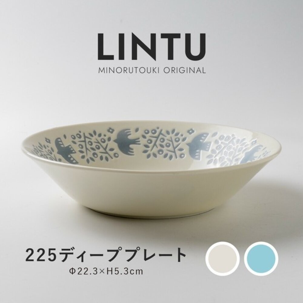 現貨 日本開運餐盤 LINTU 小鳥 植物 圓盤 大盤 拉麵碗 馬克杯 兩色可選 北歐風 手繪花鳥 陶瓷盤 日本進口-細節圖3