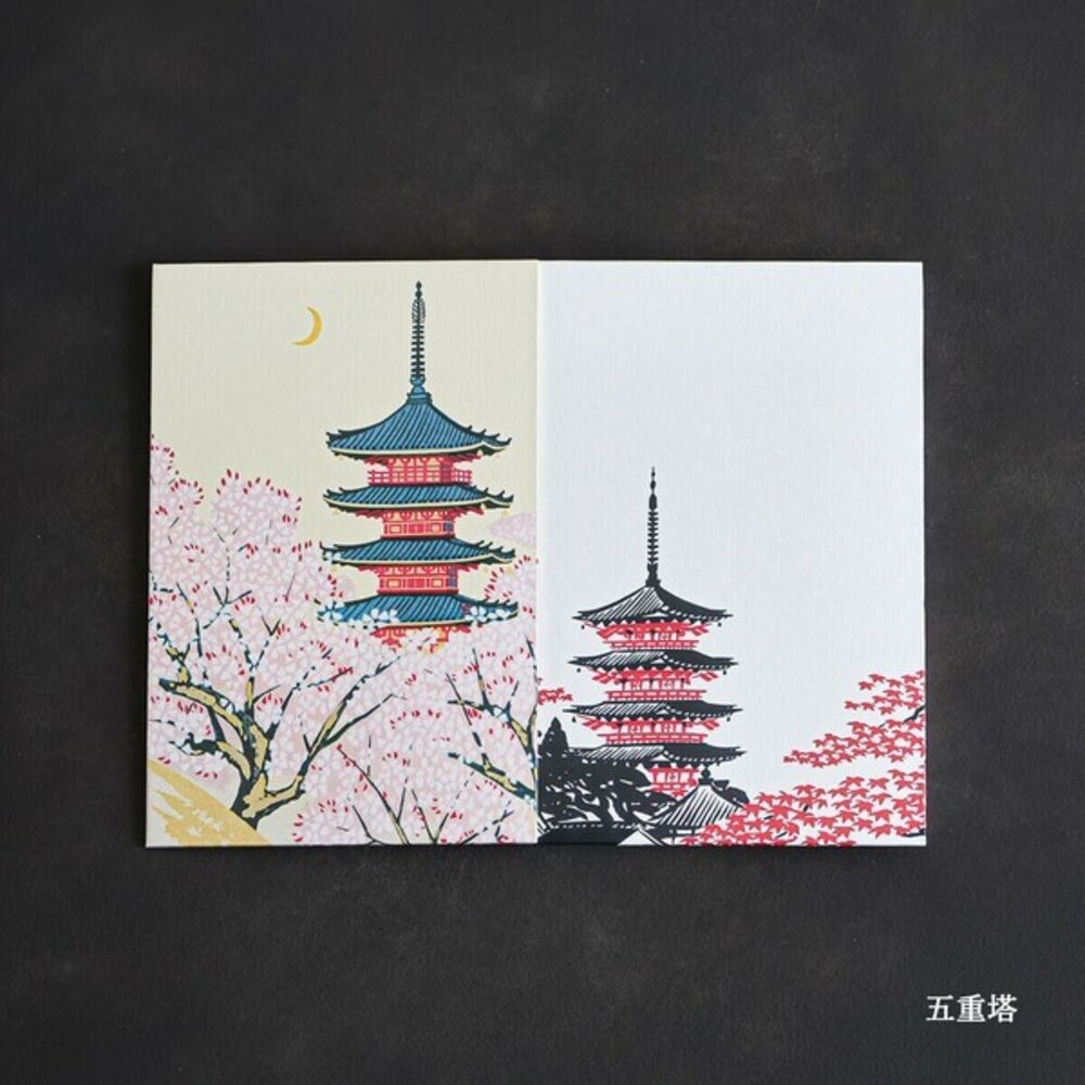 日本進口 浮世繪 御朱印帳 神奈川沖浪裏 旅遊手帳 集章 集郵本 筆記本 畫本 五重塔 藝術收藏-細節圖6