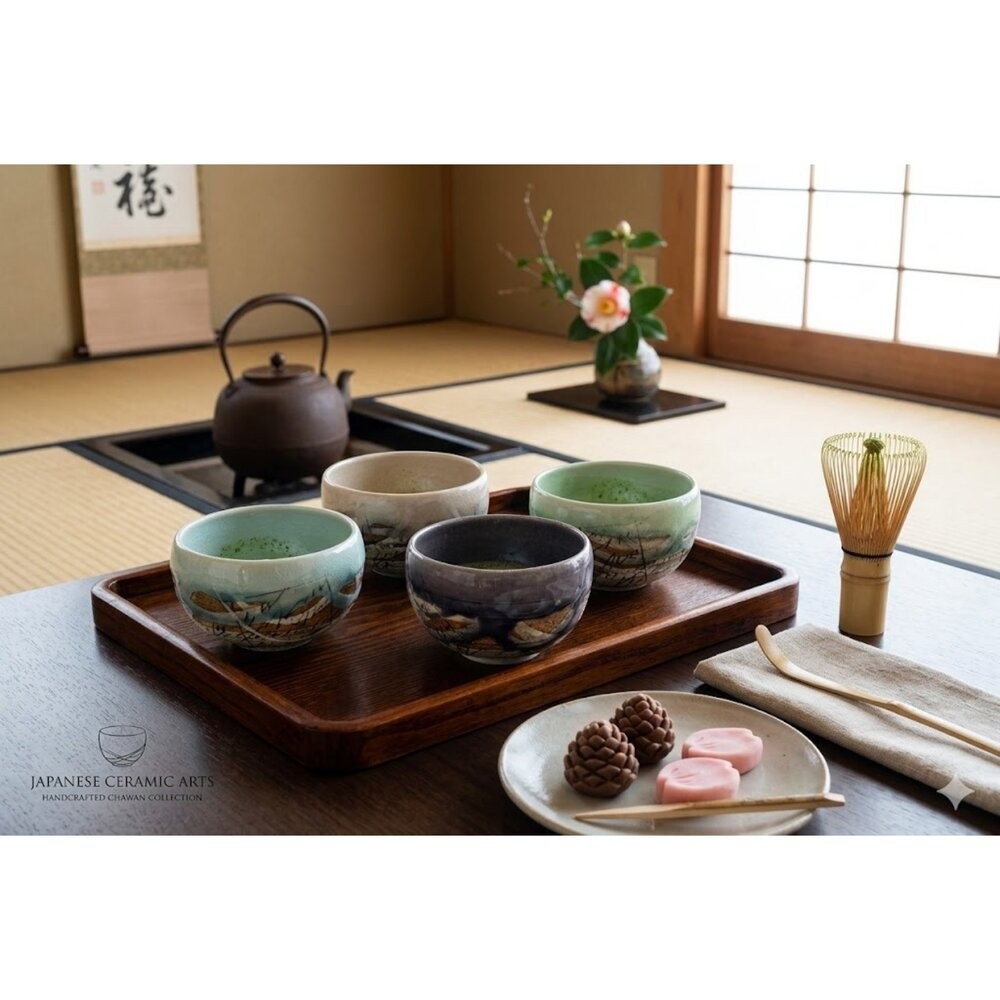 日本製美濃燒線條雕刻抹茶碗 | 日式飯碗 陶瓷碗 和風餐具 茶碗 湯碗 日本餐具-細節圖3