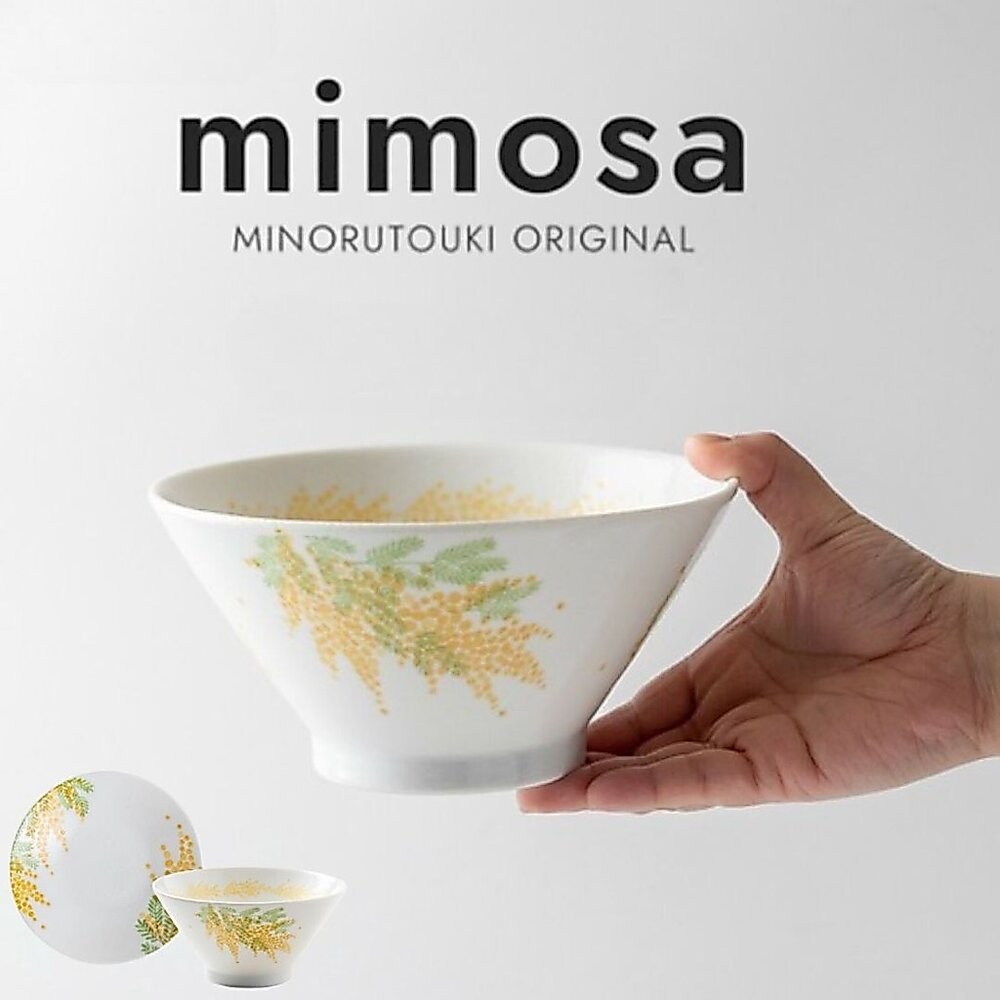 日本製美濃燒 mimosa 手繪含羞草 陶瓷圓盤 飯碗｜湯碗 湯匙 餐盤 多款 日本進口-細節圖5