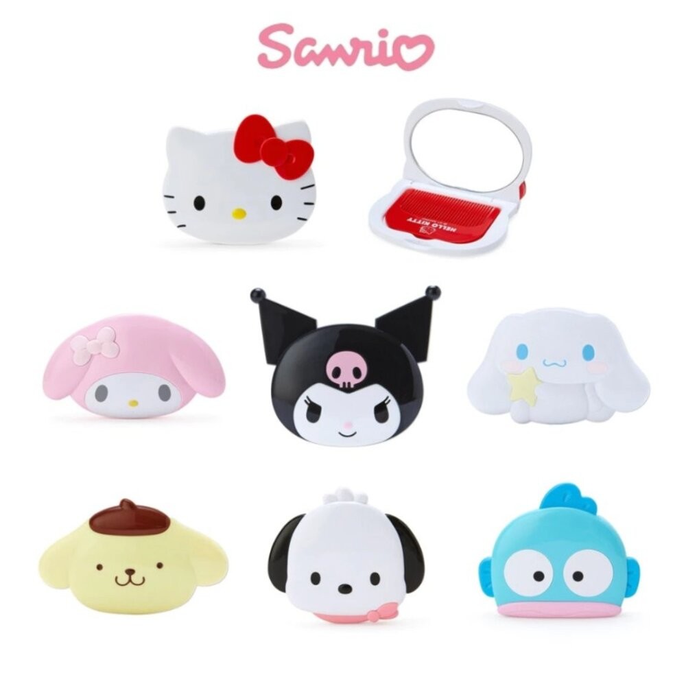 日本正版授權 三麗鷗隨身鏡梳組｜Sanrio 補妝鏡 化妝鏡 隨身梳 布丁狗 Kitty 日本美妝小物 日本進口-細節圖10
