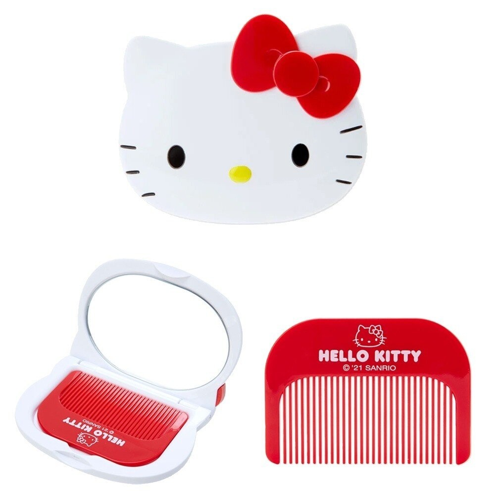 日本正版授權 三麗鷗隨身鏡梳組｜Sanrio 補妝鏡 化妝鏡 隨身梳 布丁狗 Kitty 日本美妝小物 日本進口-規格圖11