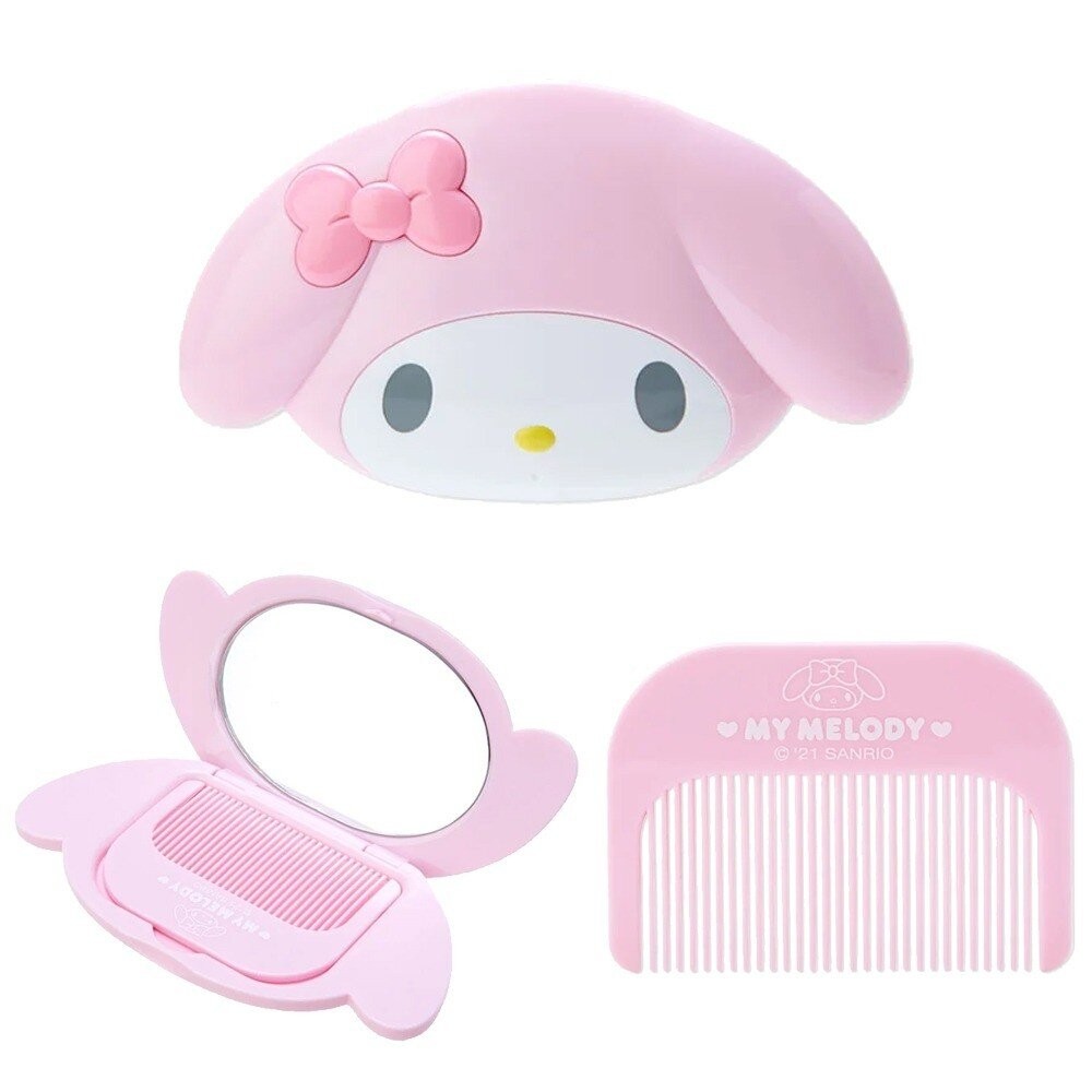 日本正版授權 三麗鷗隨身鏡梳組｜Sanrio 補妝鏡 化妝鏡 隨身梳 布丁狗 Kitty 日本美妝小物 日本進口-規格圖11