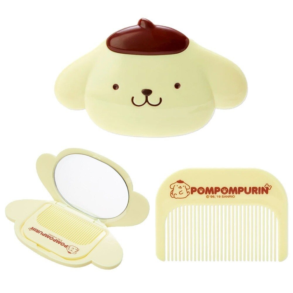 日本正版授權 三麗鷗隨身鏡梳組｜Sanrio 補妝鏡 化妝鏡 隨身梳 布丁狗 Kitty 日本美妝小物 日本進口-規格圖11