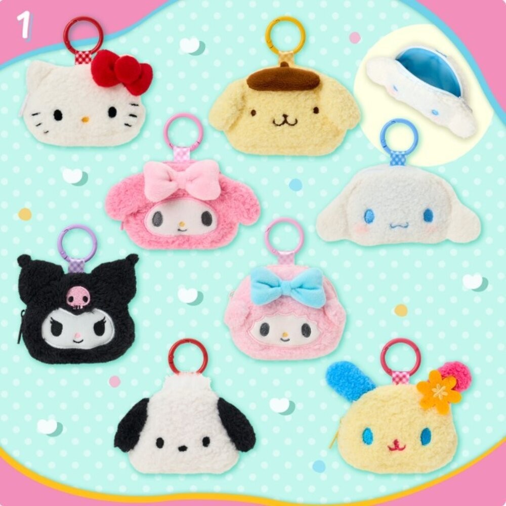 日本三麗鷗Sanrio 角色臉型迷你零錢包｜隨身小物包 日本生活雜貨 收納包 卡片包 耳機包 鑰匙包 日本進口-細節圖3
