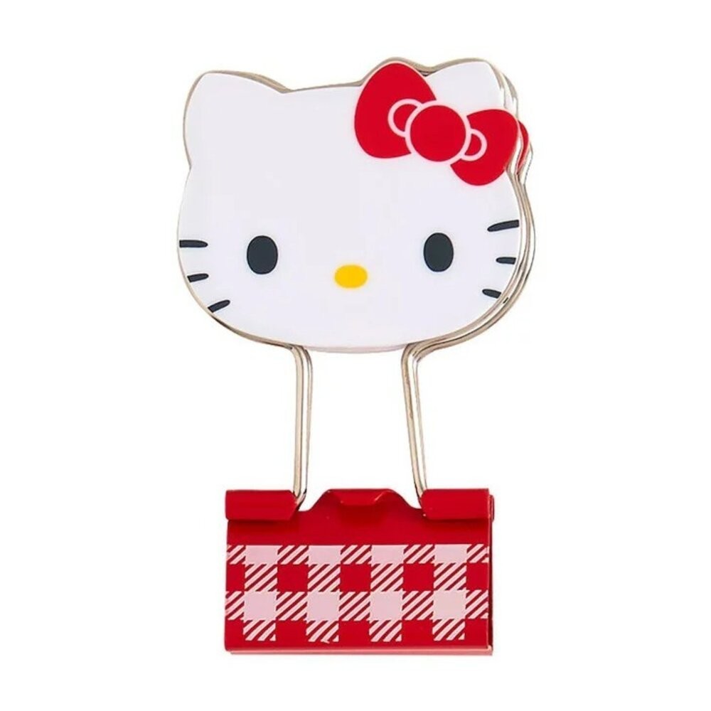 日本 Sanrio 三麗鷗精緻格紋造型長尾夾 3入組｜文件夾 資料夾 長尾夾 手帳夾 書夾 燕尾夾 日本文具 日本進口-細節圖5