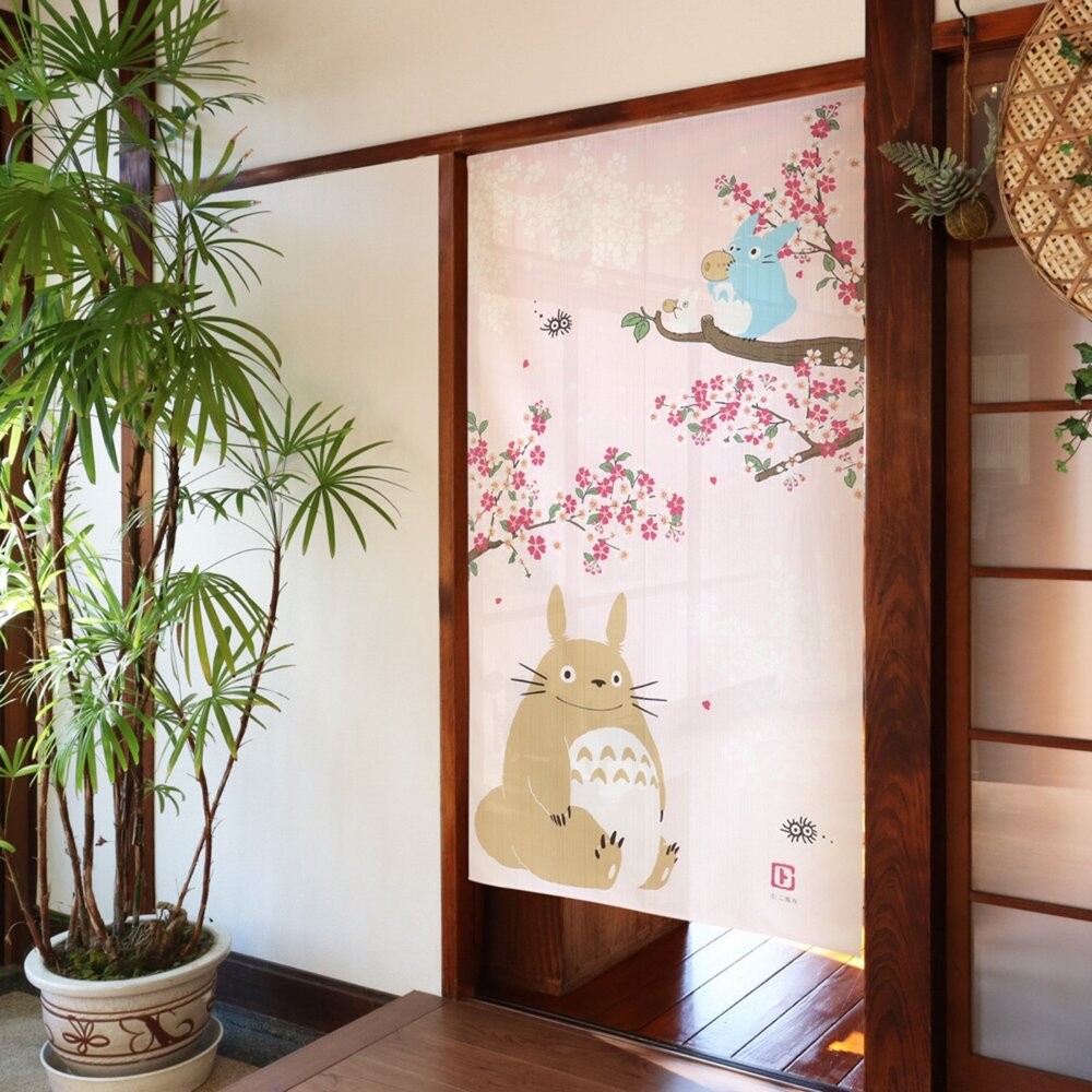 日本龍貓櫻花款日式居家門簾85X150cm｜TOTORO 卡通門簾 廁所門簾 宮崎駿 廚房門簾 可愛門簾 日本進口-細節圖4