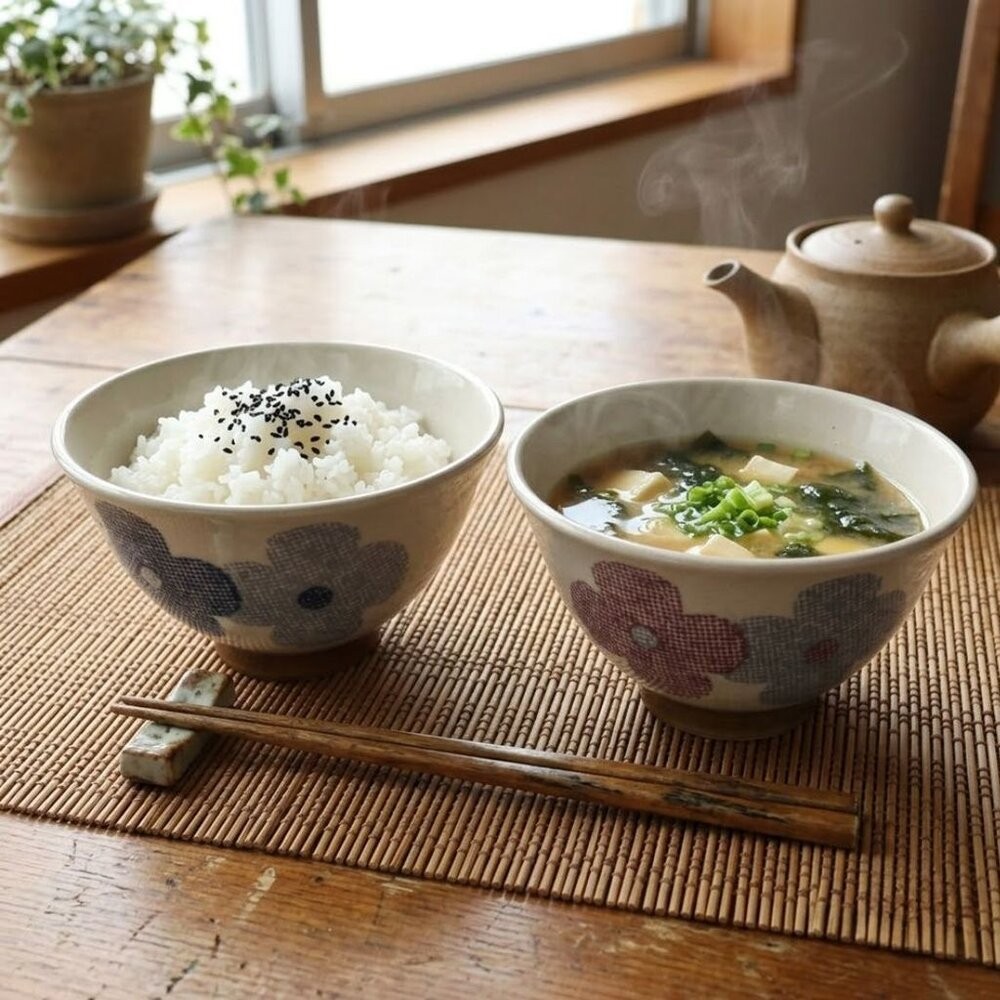 日本美濃燒 北歐花卉 輕量飯碗 兩色可選｜Calme 夫妻碗 情侶 對碗 質感輕量飯碗 居家日常餐碗 日本進口-細節圖2