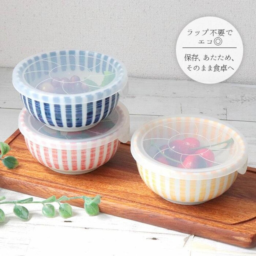 日本製 美濃燒 十草附蓋保鮮碗 250ml 三入組｜圓形保鮮盒 保鮮碗 可微波保鮮盒 可堆疊 保鮮盒 日本進口-細節圖5