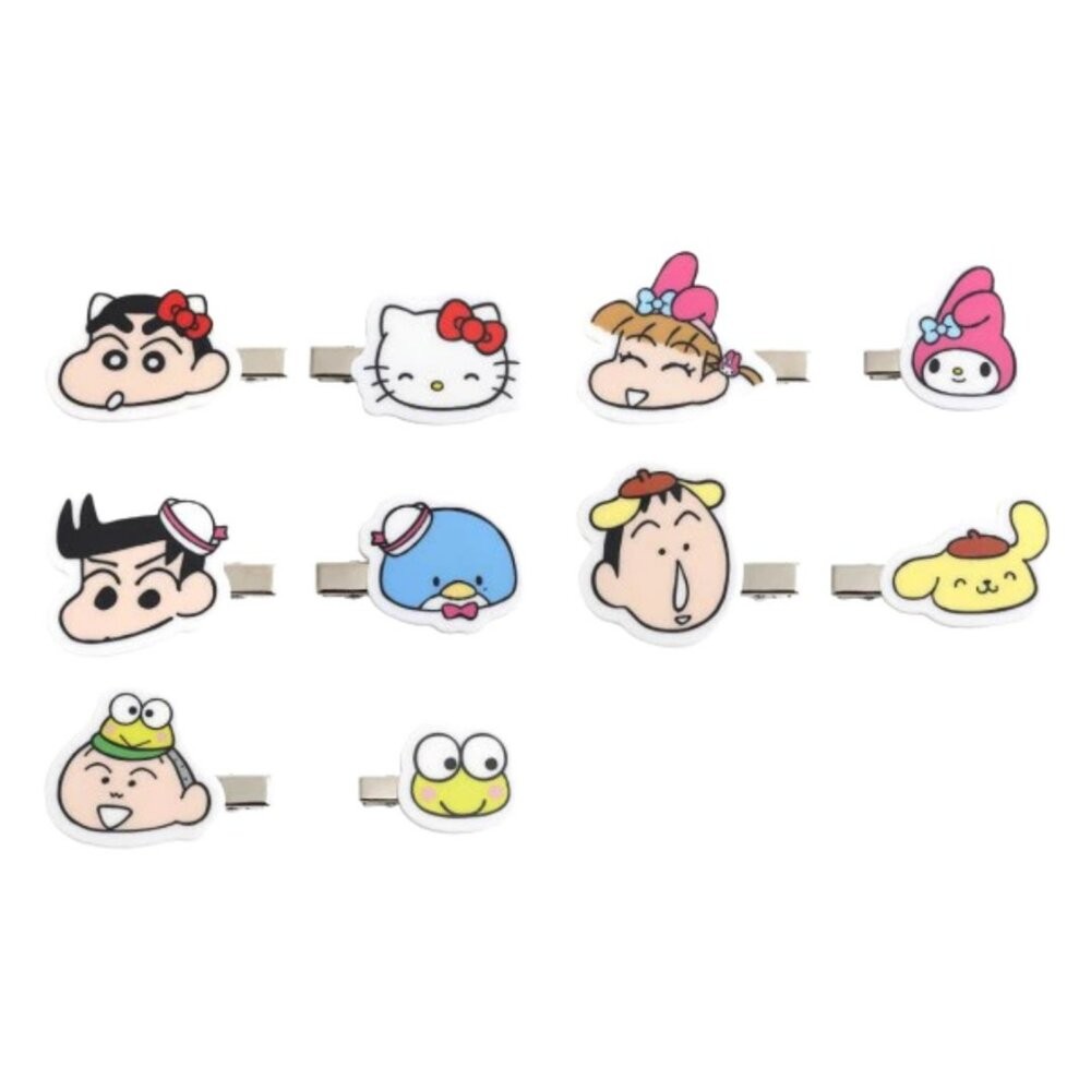 【SANRIO 三麗鷗】蠟筆小新×三麗鷗聯名 壓克力髮夾 第2彈 隨機款 可愛造型髮夾 兒童髮飾-細節圖2