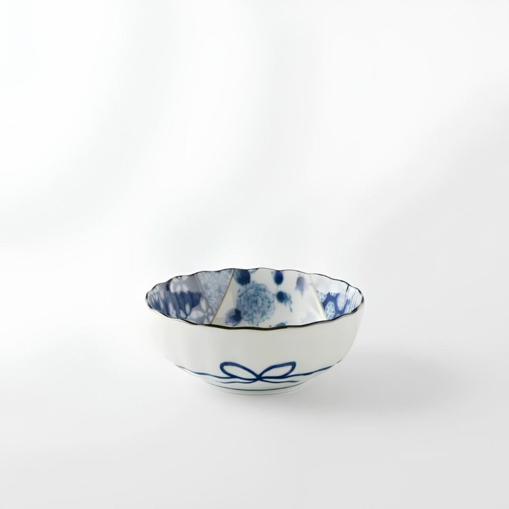 日本製美濃燒 藍友禪藍染花型小碗 甜點碗｜拉碗 小菜碗 甜品碗 日式甜點碗 陶瓷碗 湯碗 日本進口-細節圖3