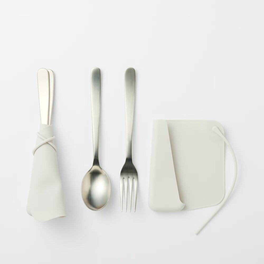 日本 MUJI 無印良品 矽膠餐具收納套 環保餐具袋｜野餐 露營 戶外 餐具袋 餐具收納 健康衛生 日本進口-細節圖2