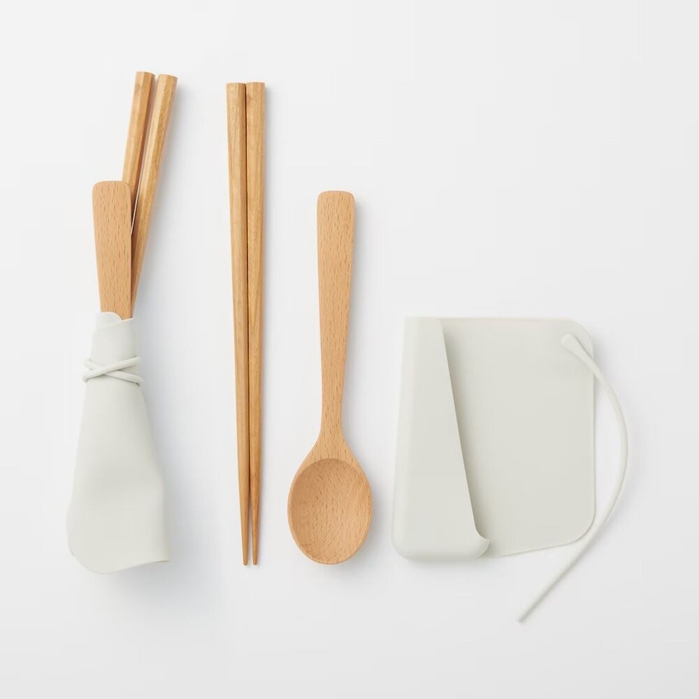 日本 MUJI 無印良品 矽膠餐具收納套 環保餐具袋｜野餐 露營 戶外 餐具袋 餐具收納 健康衛生 日本進口-細節圖3