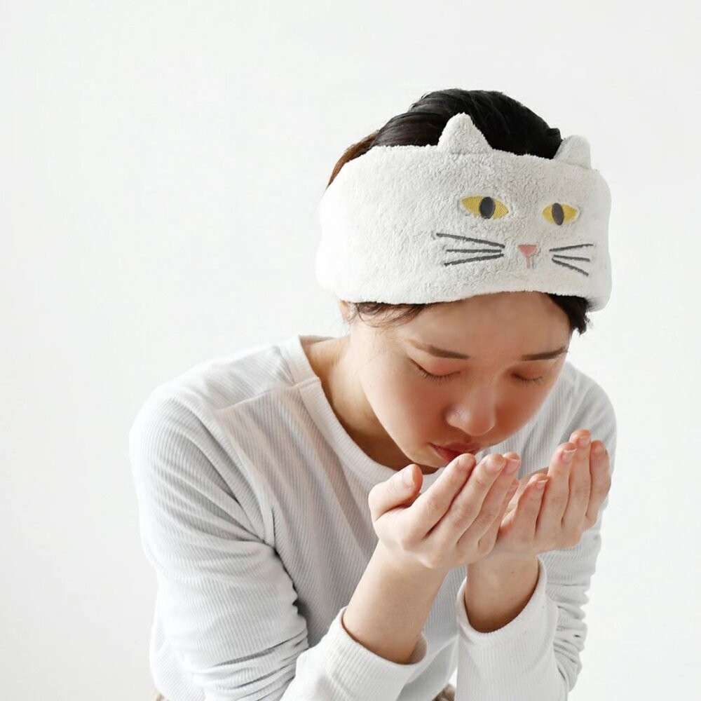 日本 Sopii 動物造型速乾吸水髮帶 貓咪 熊 可愛刺繡｜洗臉髮帶 髮帶寬版 髮帶洗臉 洗臉巾 包頭巾 日本進口-細節圖4