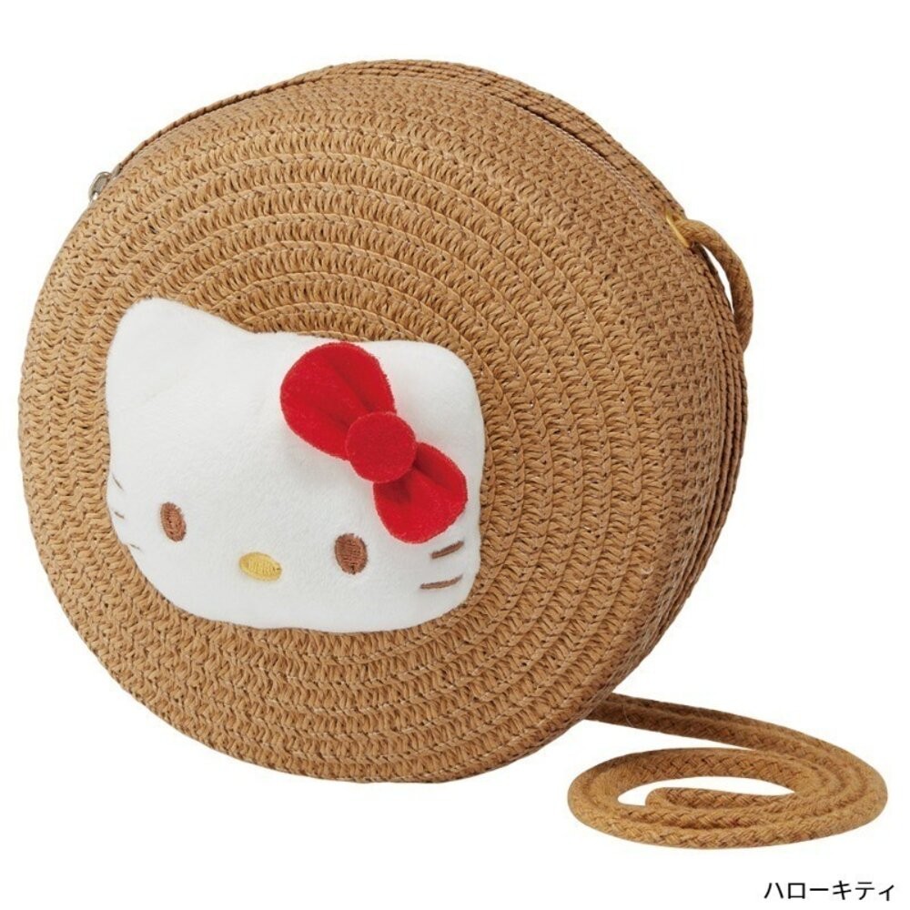 三麗鷗Sanrio 草編圓形小包｜可調肩帶 拉鍊開口 4款角色可選 日本 編織包 草編包 斜背小包 日本進口-規格圖8