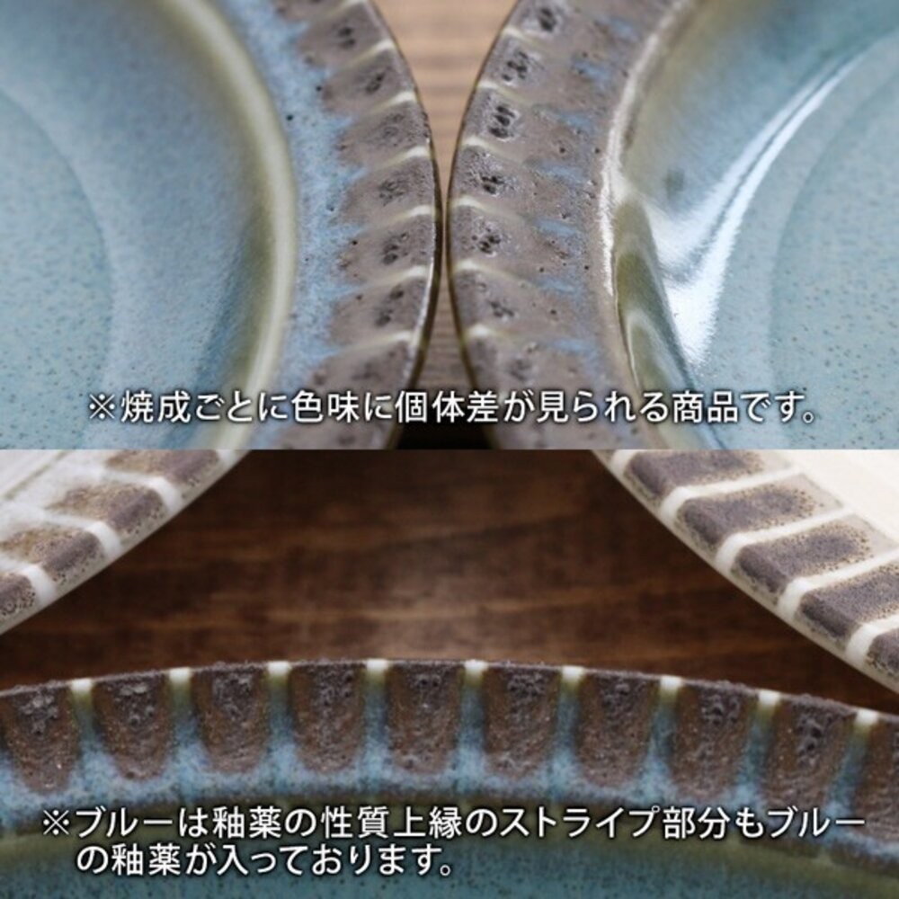 日本美濃燒 條紋十草圓盤 22.5cm 白灰綠三色｜經典十草盤 大餐盤 主菜盤 義大利麵盤 日式餐盤 日本進口-細節圖8