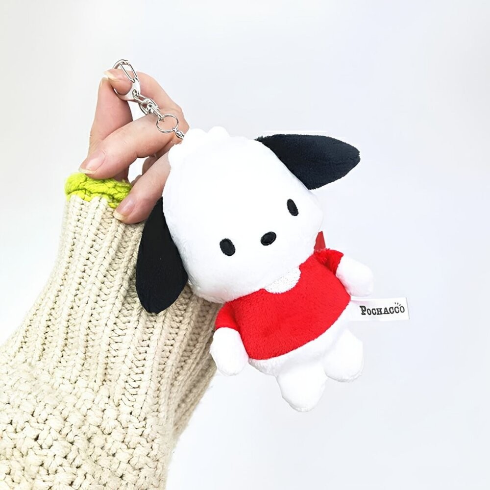 三麗鷗 毛絨吊飾化妝鏡 隨身鏡｜Hello Kitty 人魚漢頓 帕恰狗 補妝鏡 娃娃 大耳狗 包包配件-細節圖3