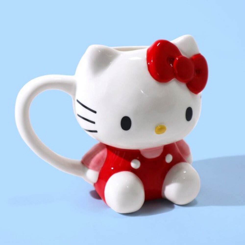 SANRIO 三麗鷗 凱蒂貓立體造型杯 200ml｜陶瓷咖啡杯 兒童水杯 造型馬克杯 可愛馬克杯 辦公室水杯 日本進口-細節圖3
