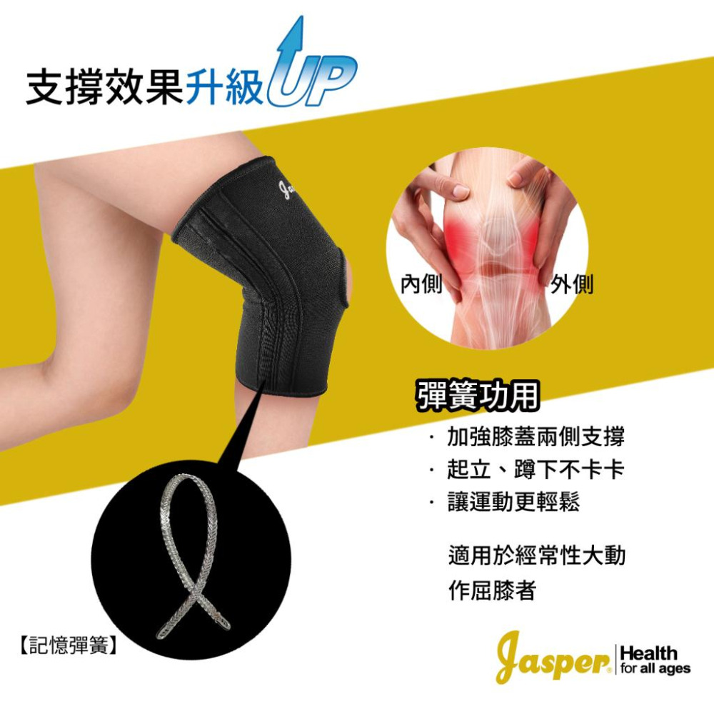 【Jasper 大來護具】 四支彈簧條 髕骨開口 減輕彎曲負擔 護膝 護膝套 彈簧護膝 運動護膝 籃球護膝 N005J2-細節圖3