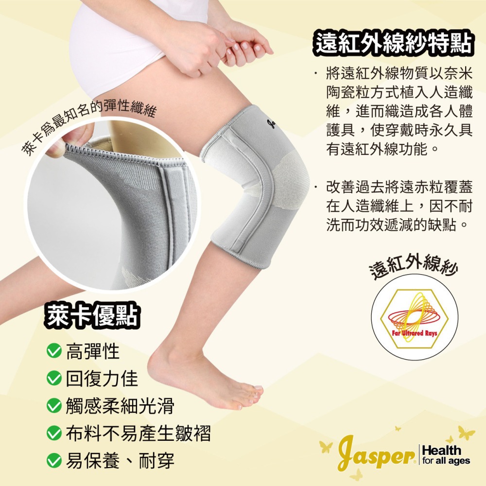【Jasper大來護具】護膝 護膝套 運動護具 (灰色）籃球護膝 護膝蓋 遠紅外線紗護膝 工作護膝 SB005J-細節圖5