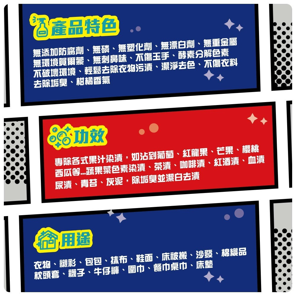 《除垢隊長》衣物去漬清潔劑 500ml 台灣製造 衣物色素去除 污漬去除 茶漬尿漬去除-細節圖7
