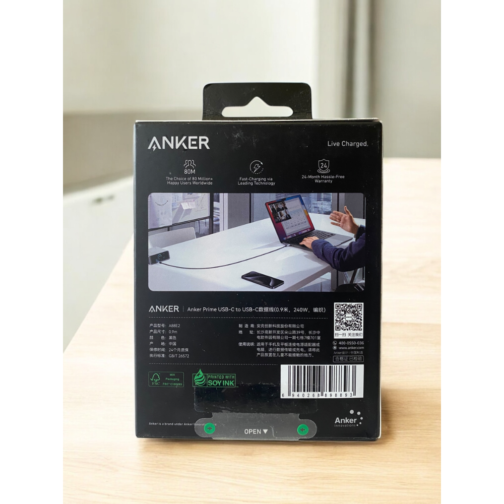 Anker ABBE2－240W USB-C編織充電傳輸線 0.9m充電線 傳輸線 Type-C-細節圖2