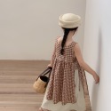 女童韓版格子吊帶背心連衣裙無袖綁帶上衣-規格圖7