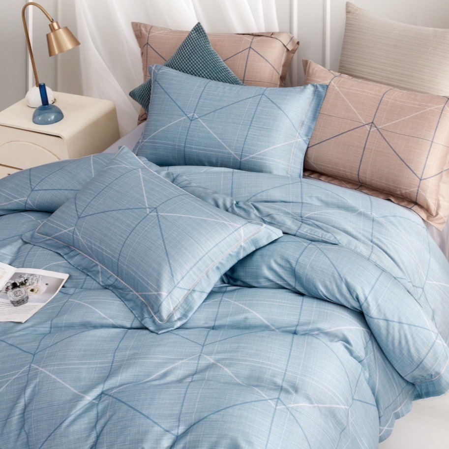 【帕瑪PAMA】文森-藍 60支 100%萊賽爾纖維床包組#兩用被床包組#帕瑪寢飾生活館-細節圖2