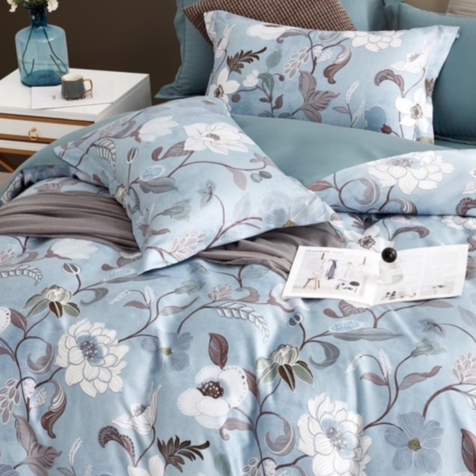 【帕瑪PAMA】暗香昭華-藍  60支 100%萊賽爾纖維床包組#兩用被床包組#帕瑪寢飾生活館-細節圖2