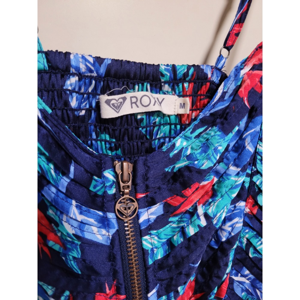 二手正版 ROXY 洋裝 藍色細肩帶洋裝 M號 肩帶可調美國ROXY🇺🇸渡假風吊帶連身裙-細節圖2