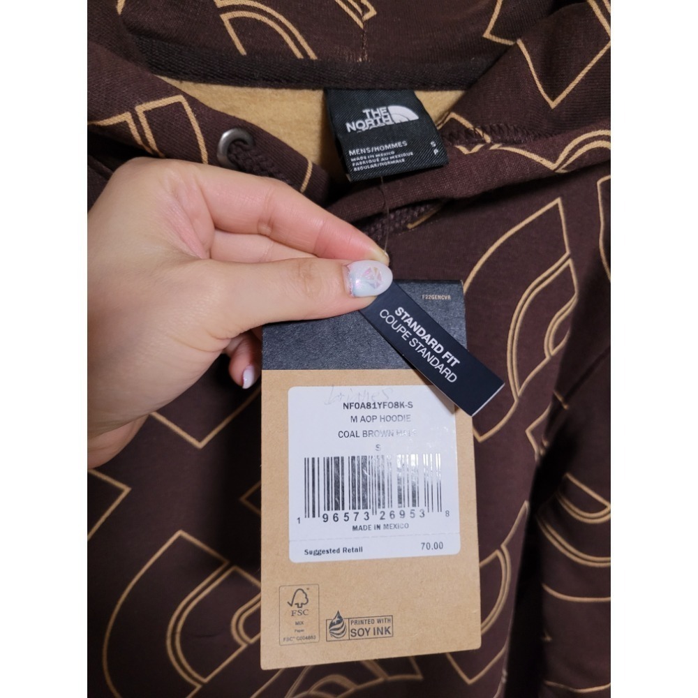 北臉 North face 帽T 男 s號 咖啡色-細節圖3