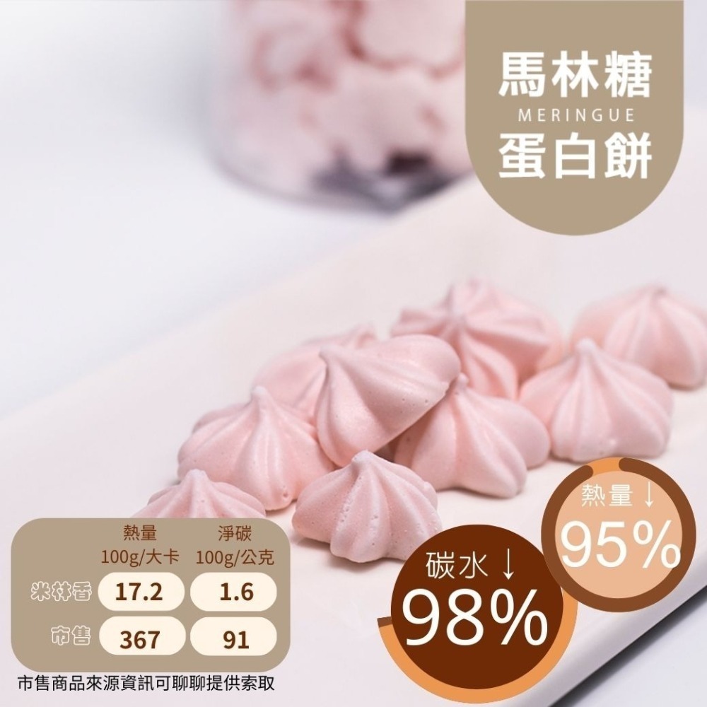 黃正宜低卡餐 視覺系無糖蛋白餅一盒25g5大卡|淨碳0.5g 馬林糖 小盒裝25g 蛋白餅乾 低卡零食 低卡糖果-細節圖3