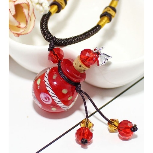 琉璃精油項鍊 香薰擴香 巴洛克 圓扁 愛心 香氛 旅行 隨身 琉璃項鍊 精油吊飾 薰香瓶🔱菁忻皂作🎶-規格圖2