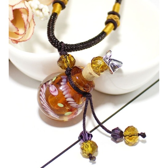 琉璃精油項鍊 香薰擴香 巴洛克 圓扁 愛心 香氛 旅行 隨身 琉璃項鍊 精油吊飾 薰香瓶🔱菁忻皂作🎶-規格圖2