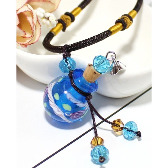 琉璃精油項鍊 香薰擴香 巴洛克 圓扁 愛心 香氛 旅行 隨身 琉璃項鍊 精油吊飾 薰香瓶🔱菁忻皂作🎶-規格圖2