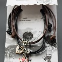 彩釉手鍊 狐狸 扶桑花 樹葉 時尚 情侶手鍊 皮繩蠟線男女手環 情人節禮品 手飾品🔱菁忻皂作🎶-規格圖4