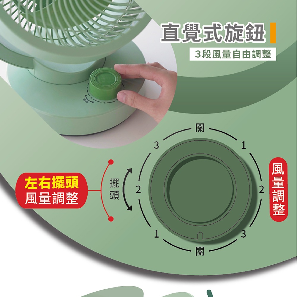 【kolin歌林】9吋靜音擺頭循環扇KFC-LN922-細節圖5