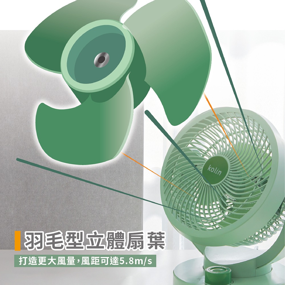 【kolin歌林】9吋靜音擺頭循環扇KFC-LN922-細節圖6