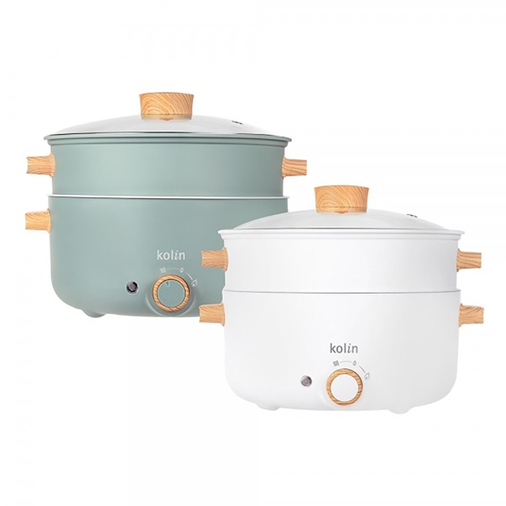 【kolin歌林】3L多功能蒸煮料理鍋 KHL-SD2366(灰綠/白)-細節圖2