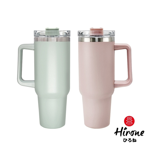 【日本HIRONE】 超大容量1200ml冰霸杯 綠色+粉色 雙杯組