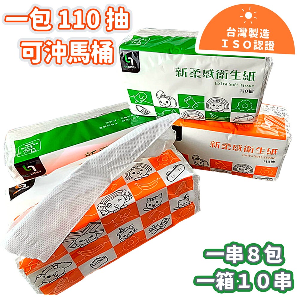 台灣製【OPEN醬-聯名】雙層可沖式抽取式衛生紙110抽/包x8包-細節圖2