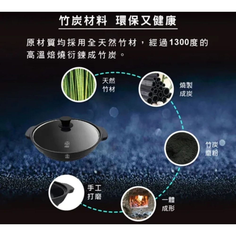 【婦樂透】售後有保障 現貨🔥全竹炭遠紅外線28cm雙耳火鍋 萬用鍋 湯鍋-細節圖2