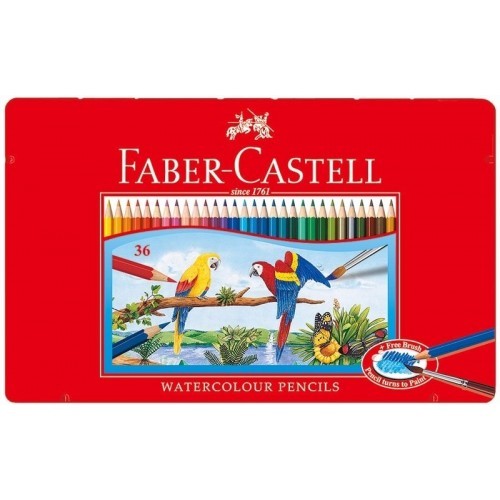 德國 FABER-CASTELL 輝柏 36色 水性色鉛筆（鐵盒裝附水彩筆）另有油性36色