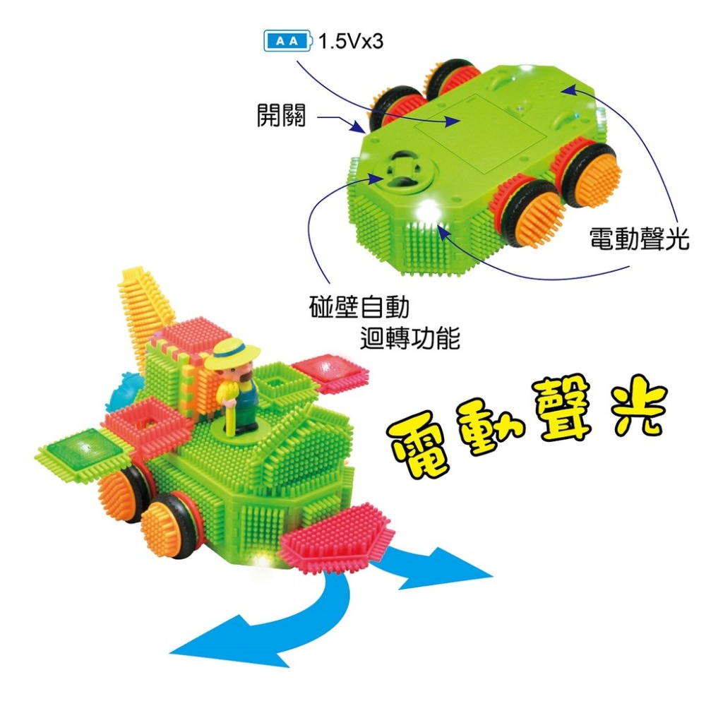 【超炫出清下殺！】小牛津百變工程師-電動聲光鬃毛軟質積木 52pcs-細節圖6