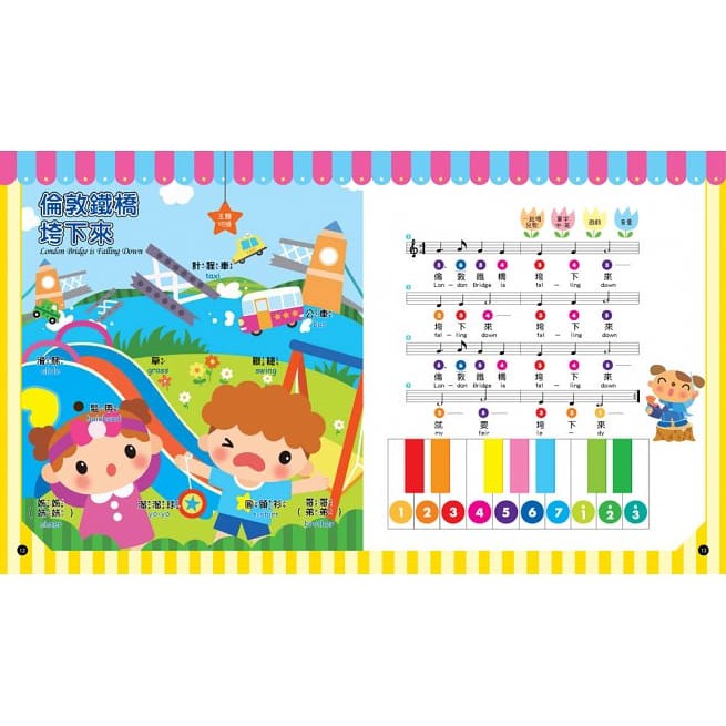 幼福/手指按按音樂教室鋼琴書【唱兒歌學英文單字】新品 心智圖英語單字-細節圖2