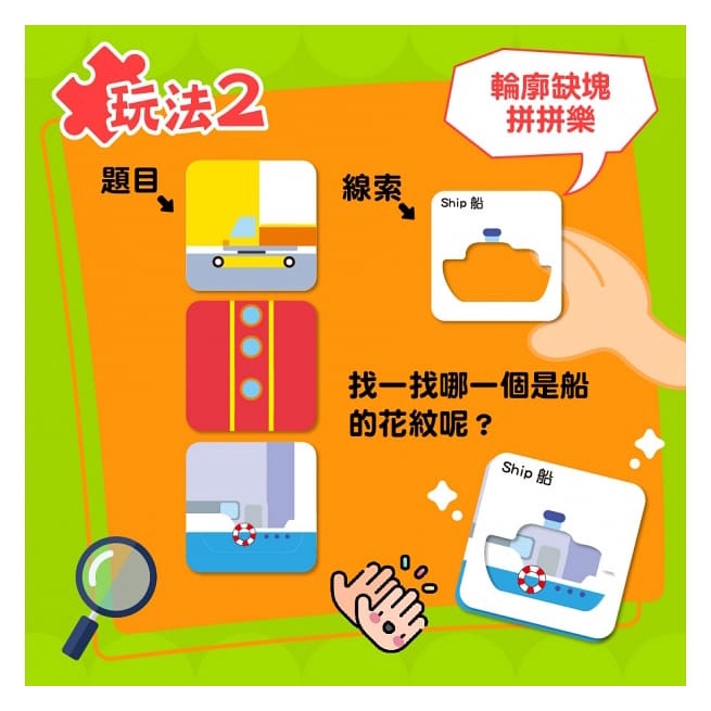 幼福/認知拼圖卡：動物找一找、認知拼圖卡：恐龍點一點、認知拼圖卡：交通工具猜一猜 單款賣場-細節圖9