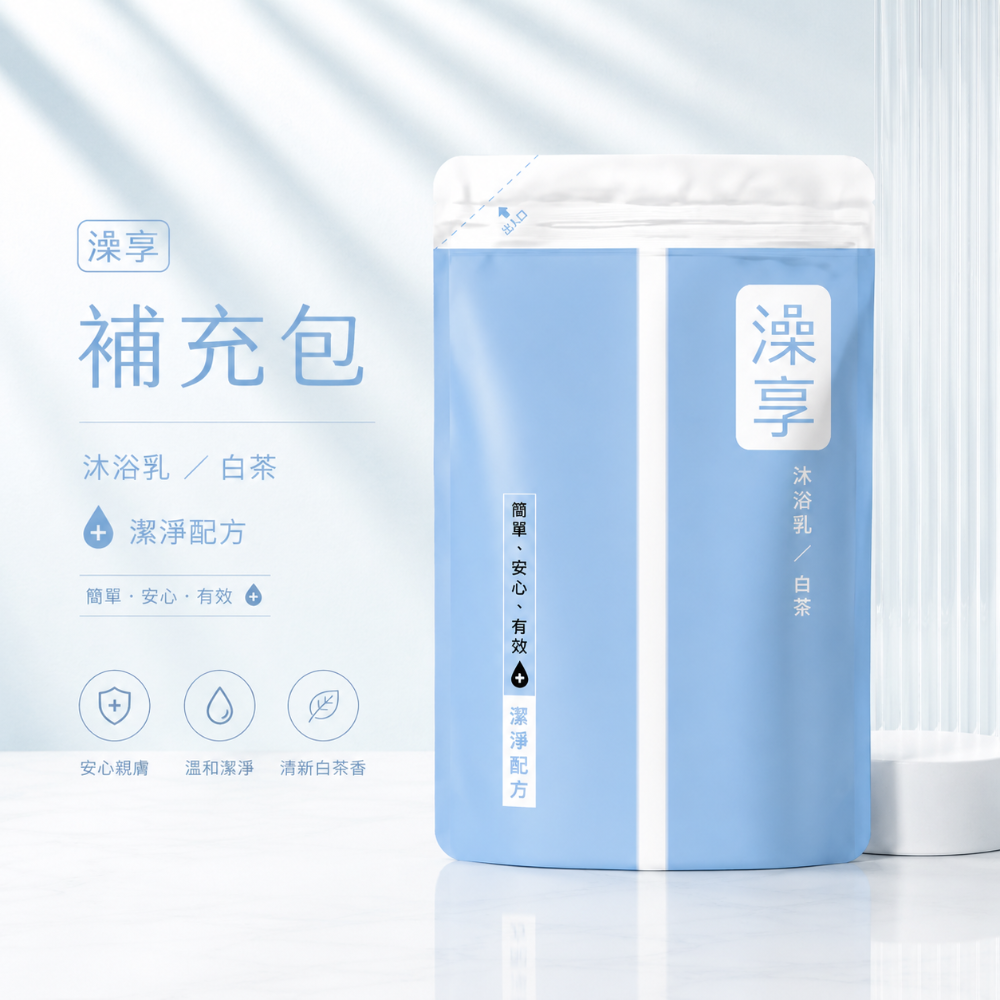 澡享 天然沐浴乳補充包650g(牡丹小蒼蘭/白茶/甘橙花梨木/麝香/玫瑰/紫藤月光花)-規格圖1
