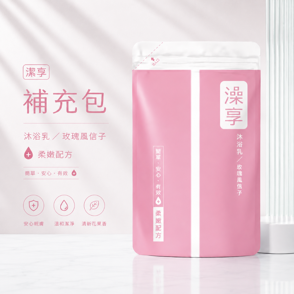 澡享 天然沐浴乳補充包650g(牡丹小蒼蘭/白茶/甘橙花梨木/麝香/玫瑰/紫藤月光花)-規格圖1