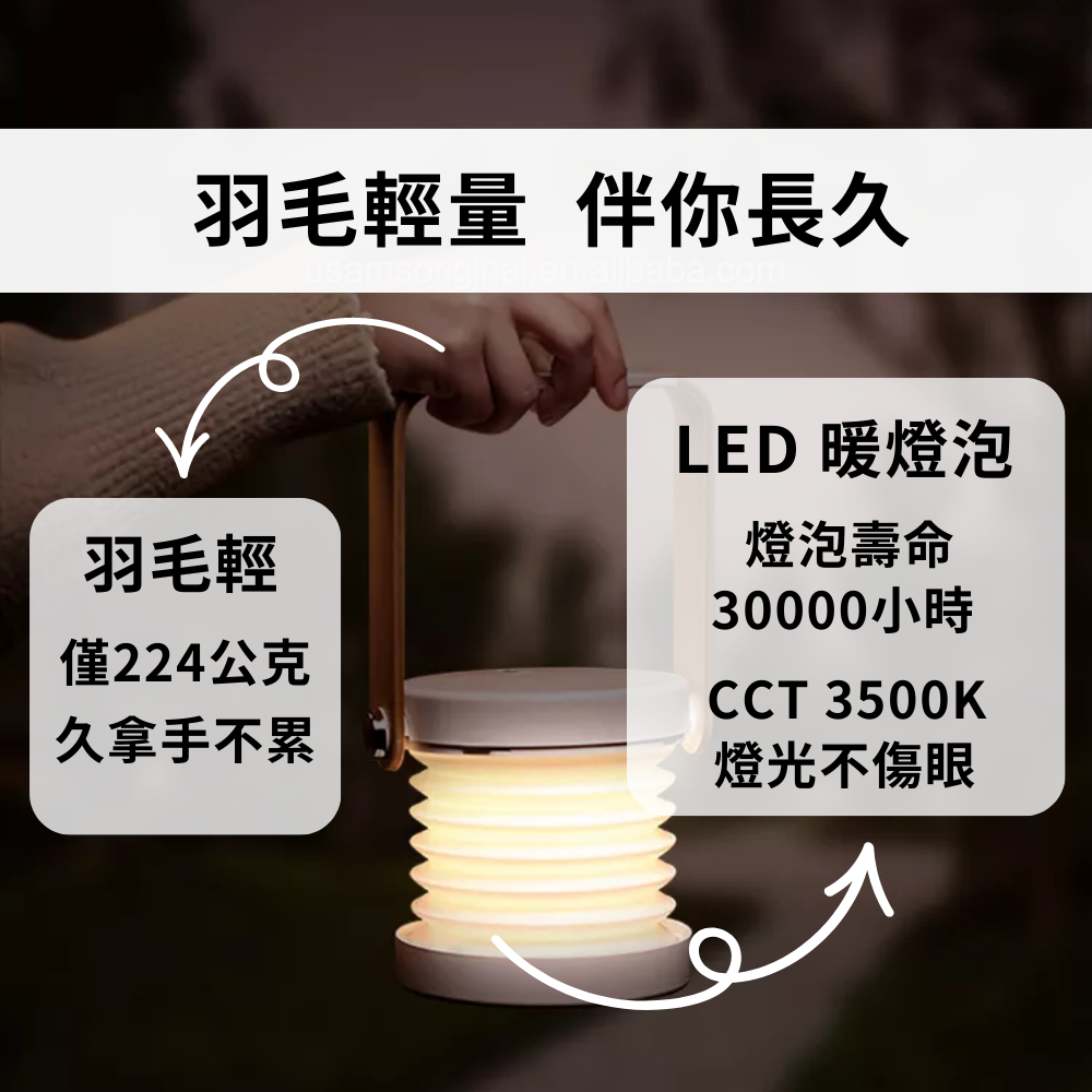 【PinGeLife.】LED小巧摺疊燈 led露營燈 充電露營燈 露營掛燈 充電小夜燈 觸控小夜燈 停電照明燈手提燈-細節圖4