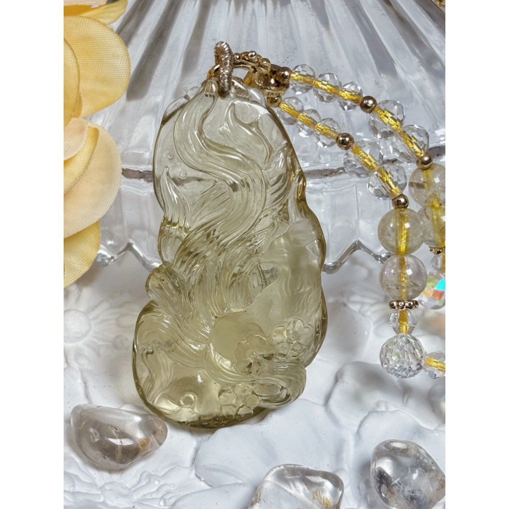 現貨✿天然極美黃水晶仙靈九尾狐項鍊-細節圖2